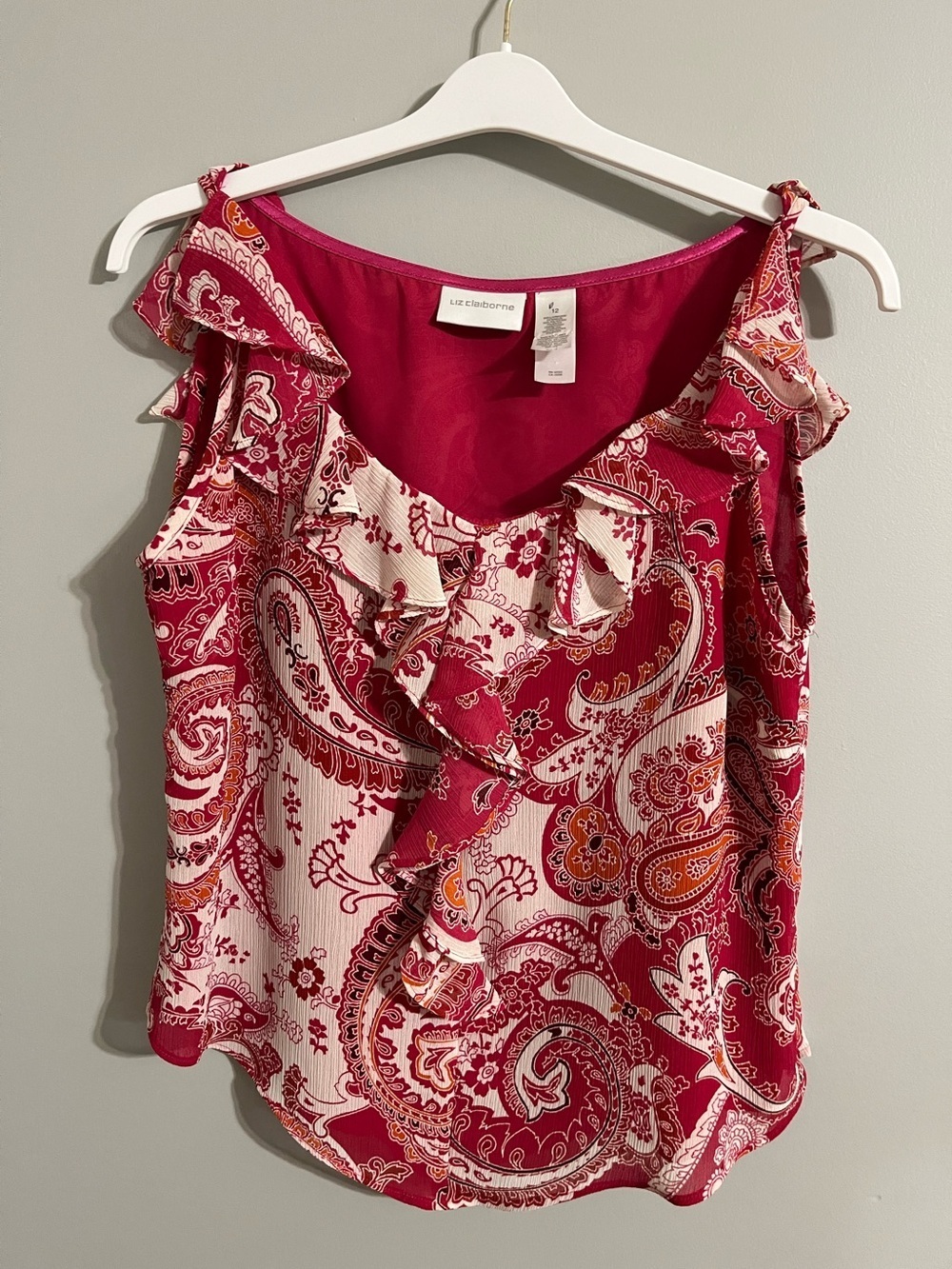 Liz Claiborne Paisley Ruffle V-Neck Camisole